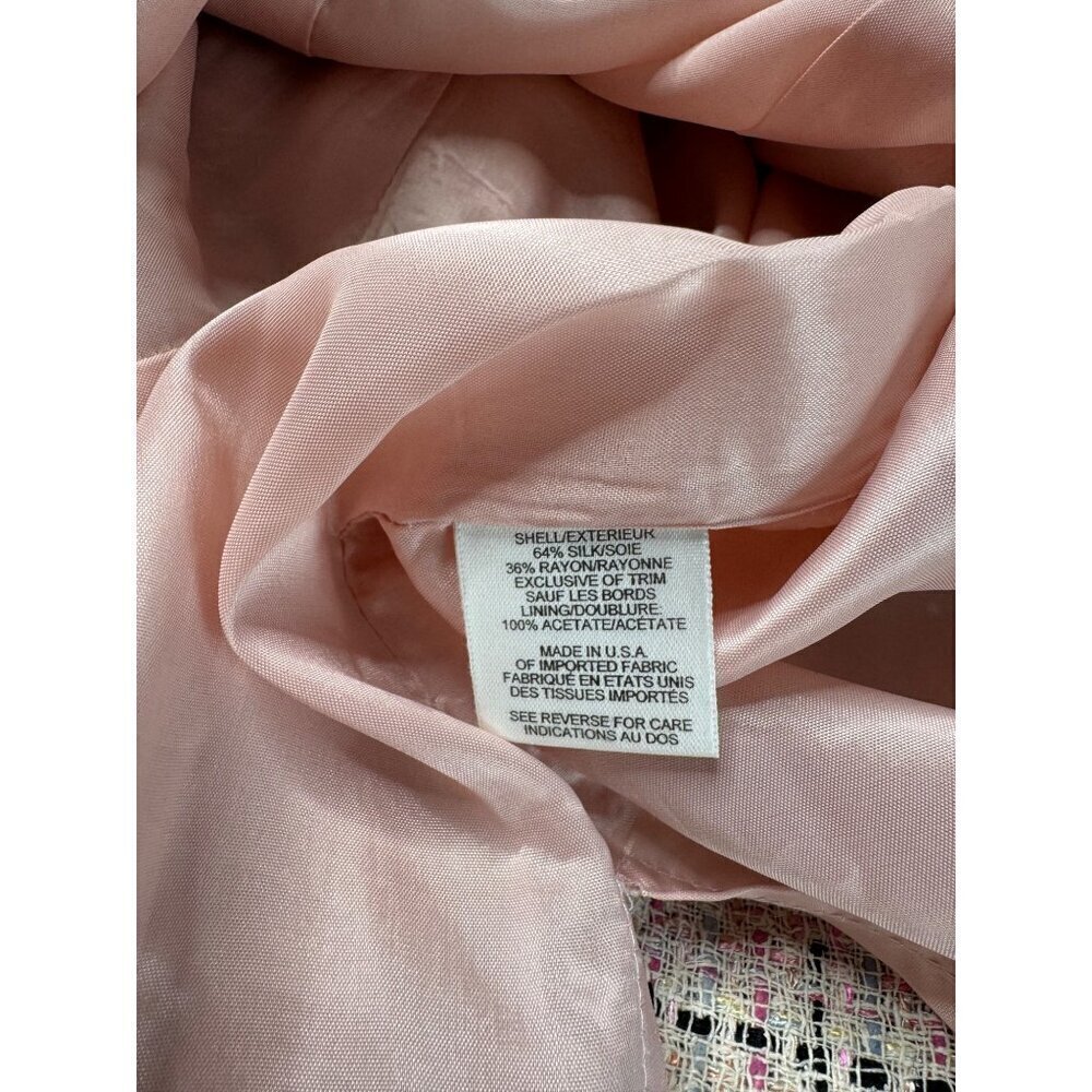 Talbots Silk Sleeveless Classic Tweed Shift Dress SZ 4 60s Pink Black Check USA - Picture 4 of 11